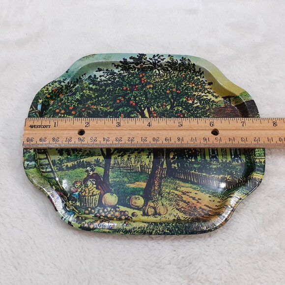 Vintage Action Industries Tin Tray Metal Plate Orchard Scene 1985 Hong Kong - Picture 8 of 9